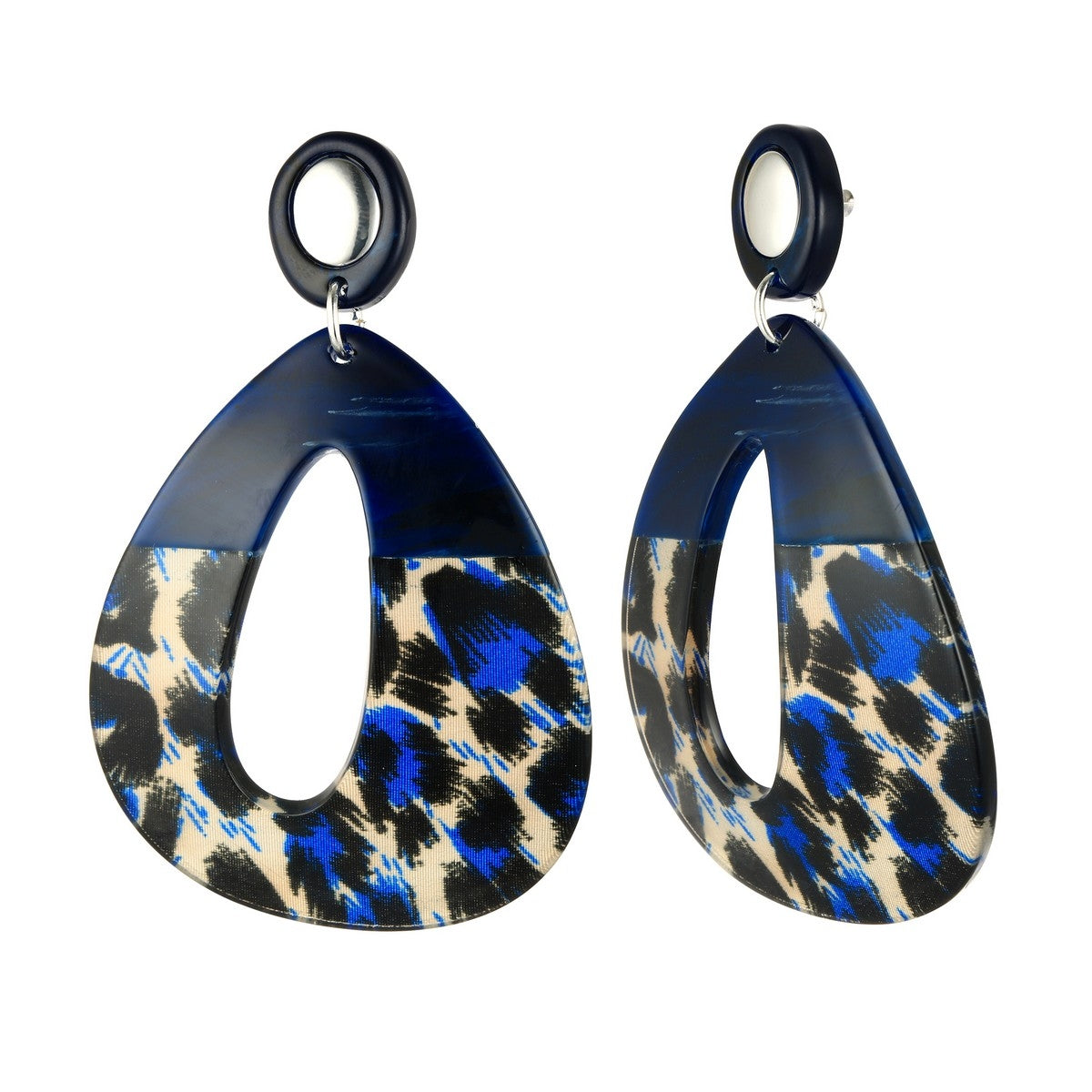 Leopard Teardrop Earrings - Blue (YA39805BLU)