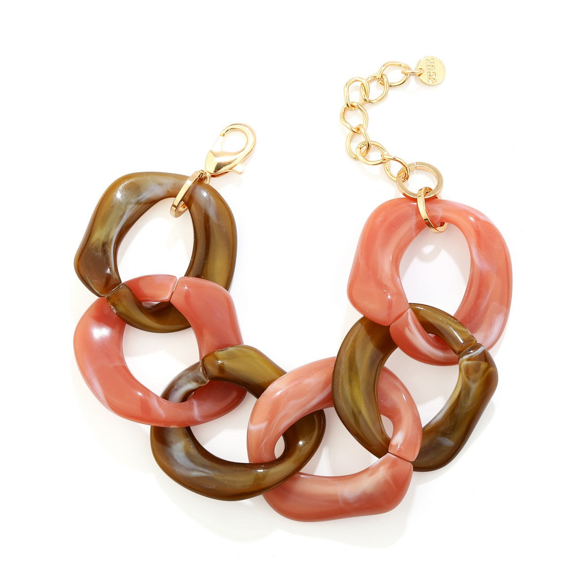 Contemporary Chain Link Bracelet - Pink & Coffee YB20901COF