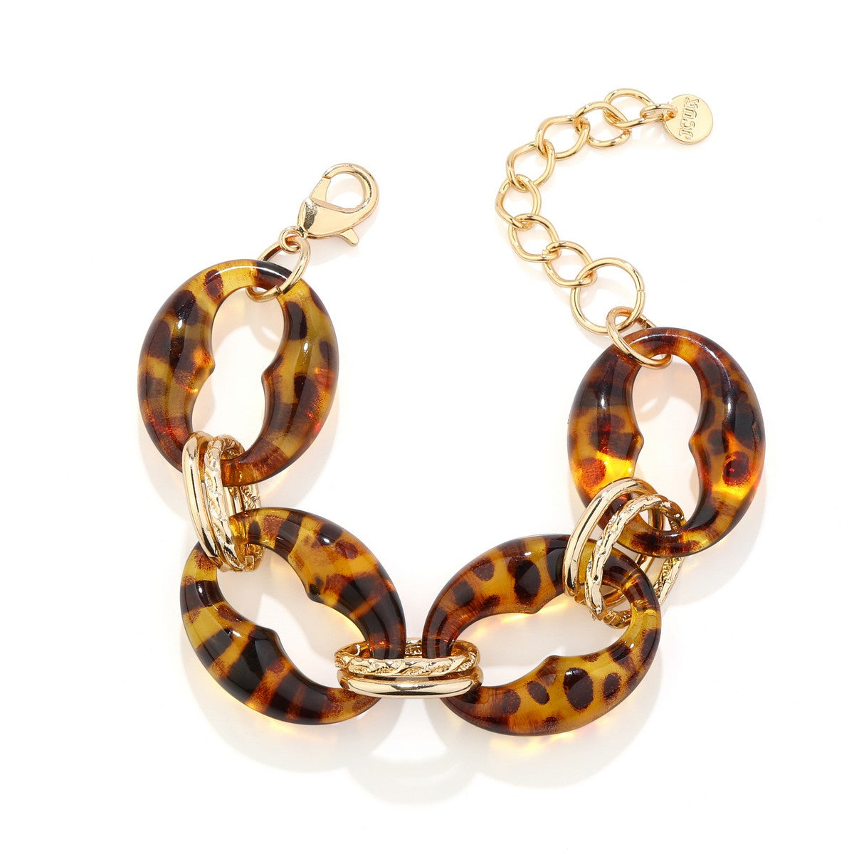 Contemporary Chain Link Bracelet - Leopard Print YB20904LPD