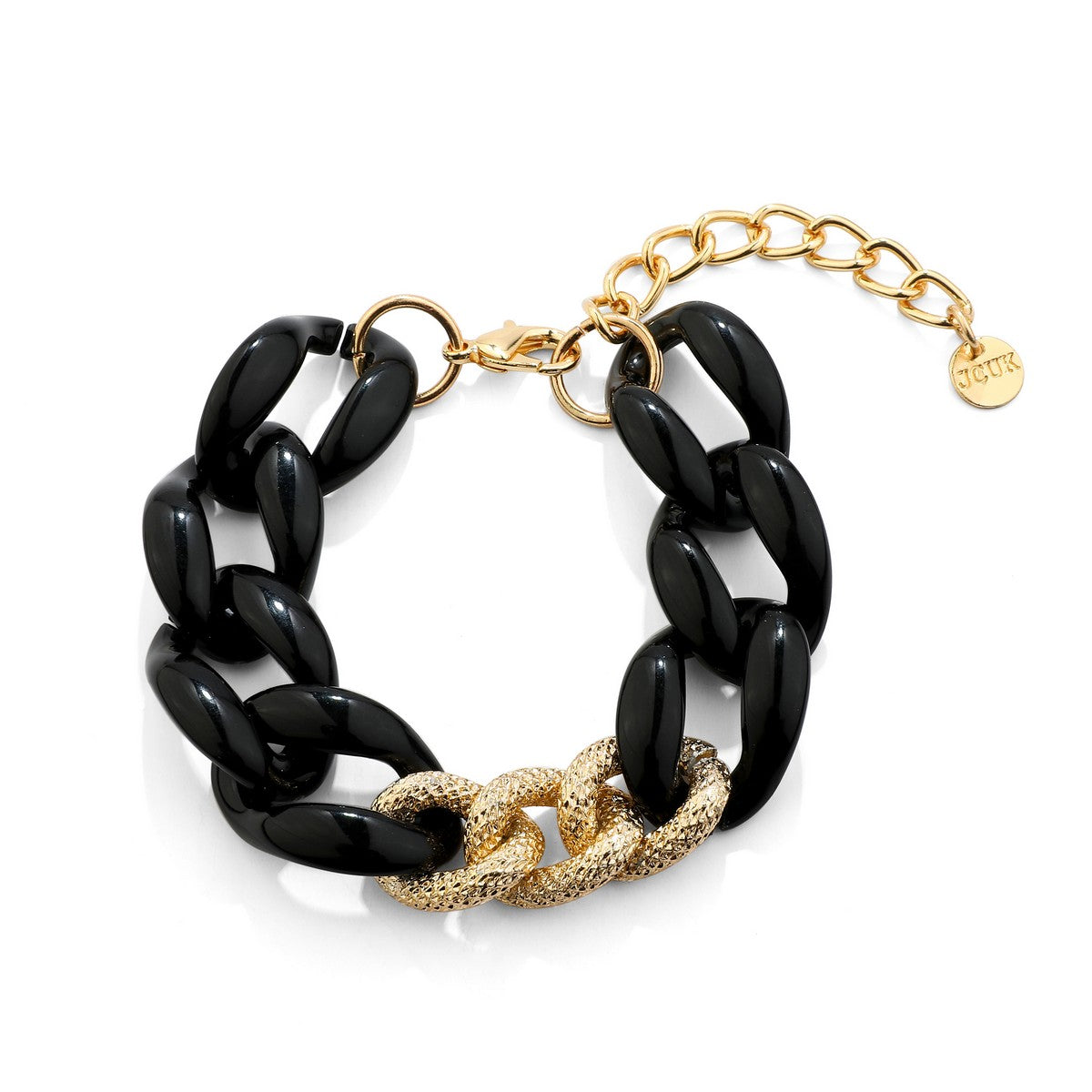 Contemporary Chain Link Bracelet - Black & Gold YB20905BLK