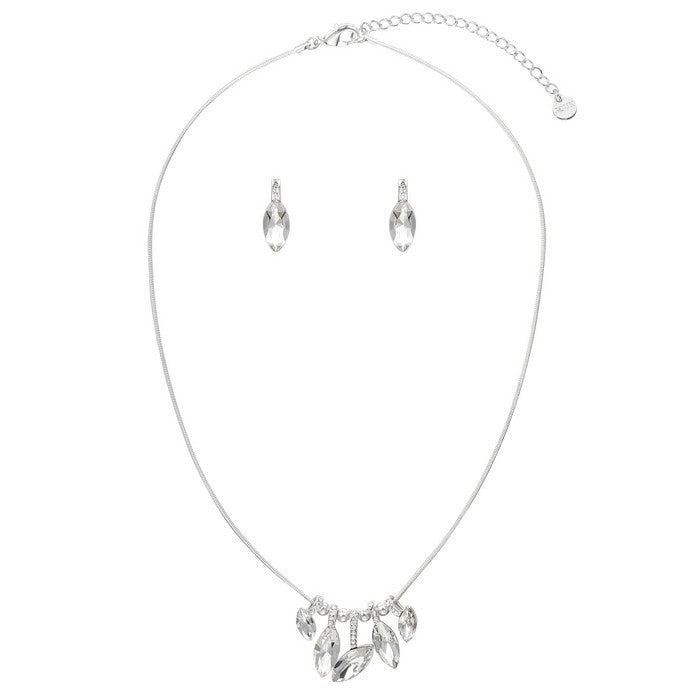 Crystal Luxurious Necklace Set - Silver (YC28001SLR)