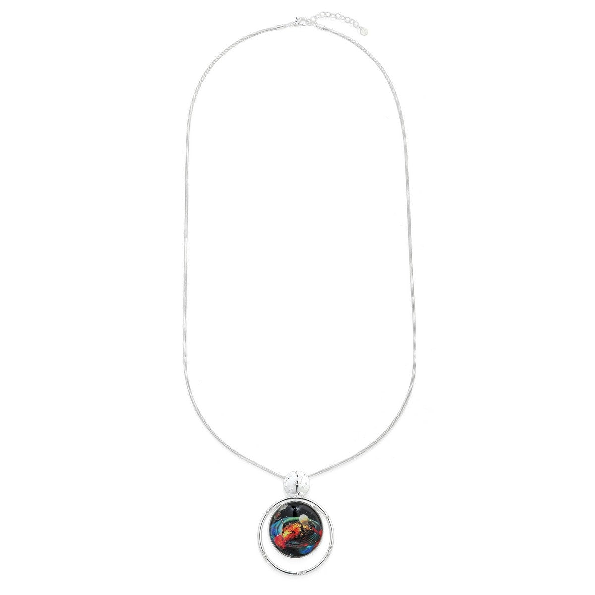 Sliver Long Necklace With A Marble Pendant YD10072SLR