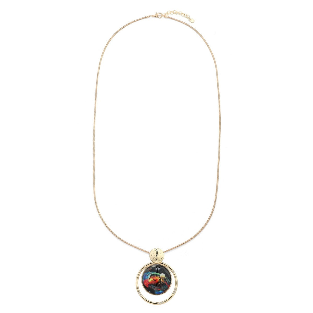 Gold Long Necklace With a Marble Pendant  YD10072YGD