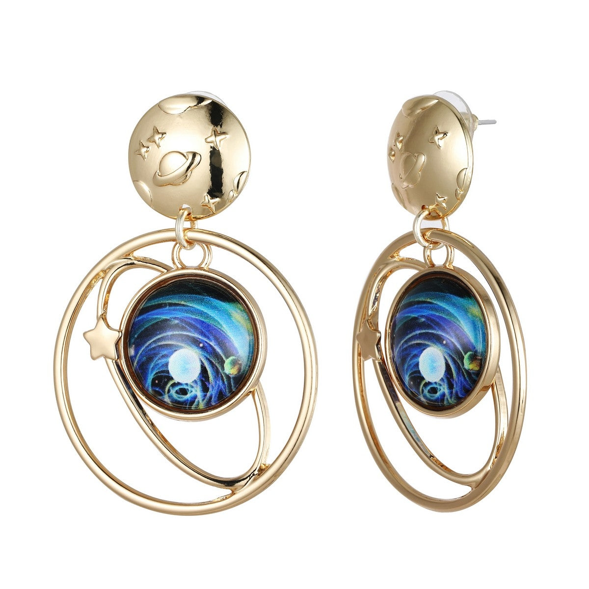 Planet Earrings with Double Ring - Gold YD10804YGD