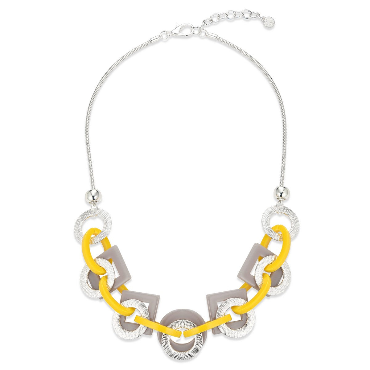 Geometric Chain Link Necklace - Grey YD12050GRY