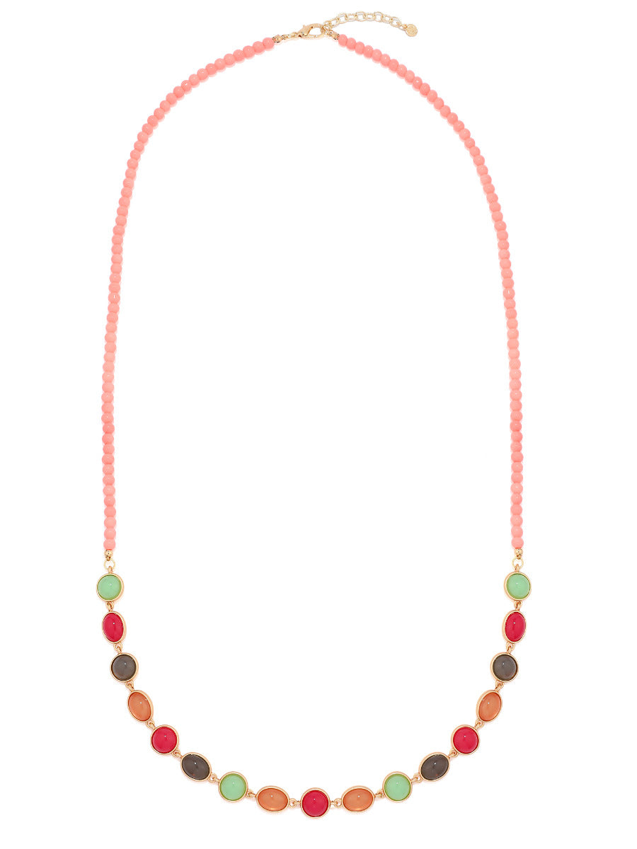 Colourful Long Necklace with Beading and Gems YD19049MUL