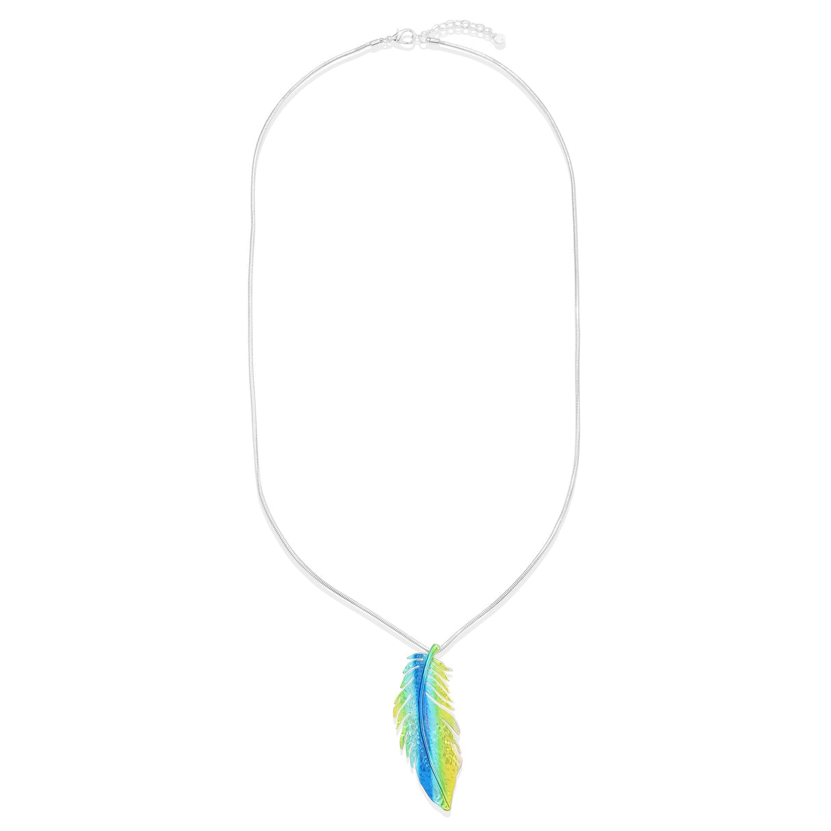 Feather Long Necklace - Silver-Multi (YD19116MUL)