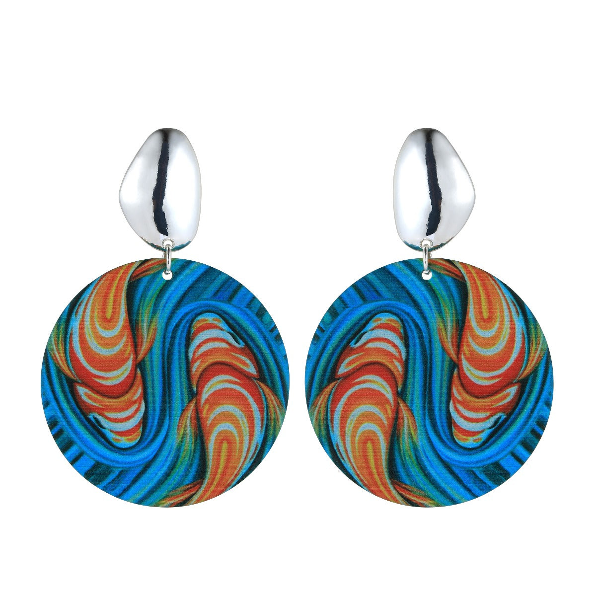 Blue Wave Geometric Pattern Fashion Earrings YD20801BLU