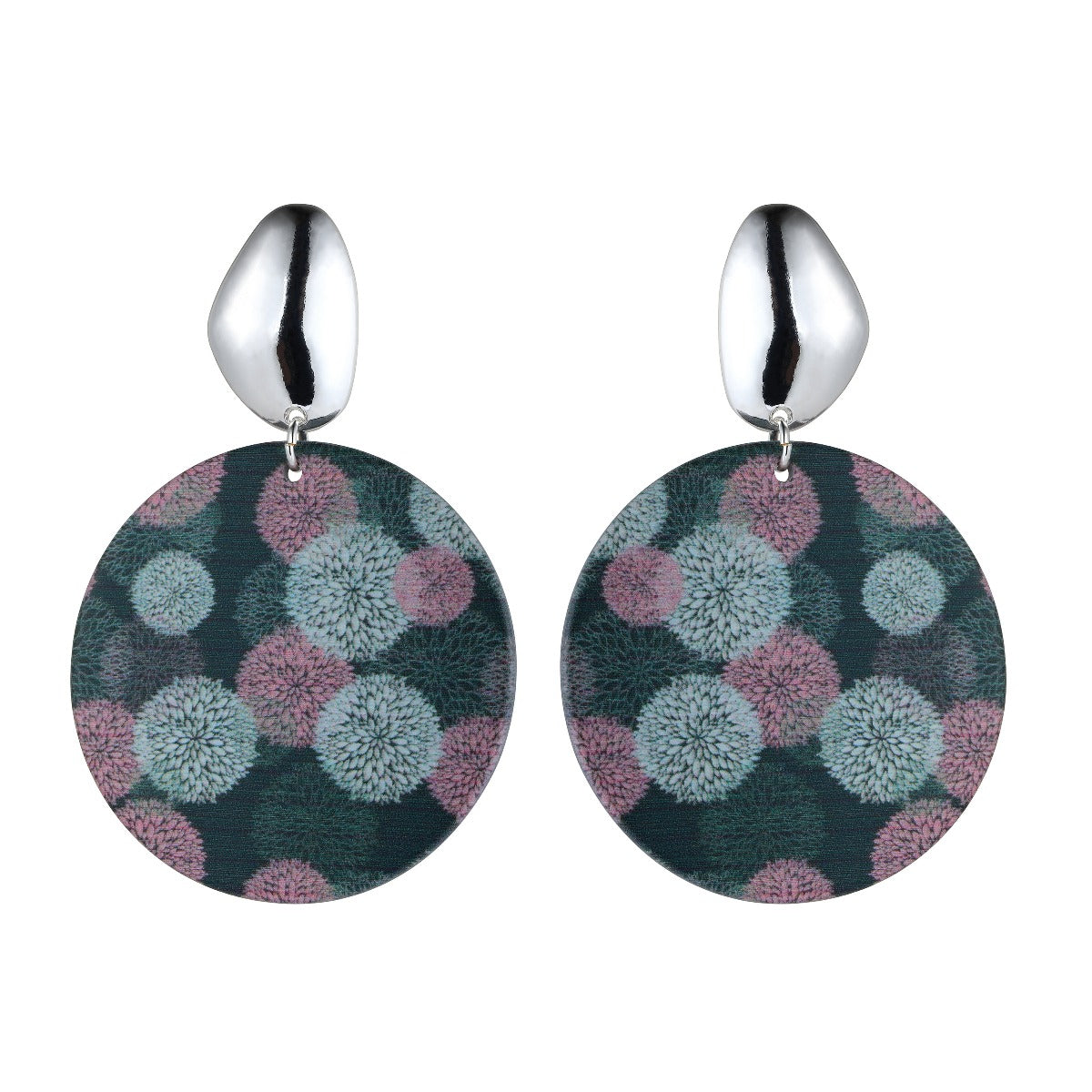 Floral Pattern Fashion Earrings - Grey & Pink YD20801GRY