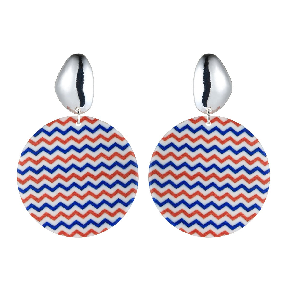 Red & Blue Zigzag Stripe Fashion Earrings YD20801RED