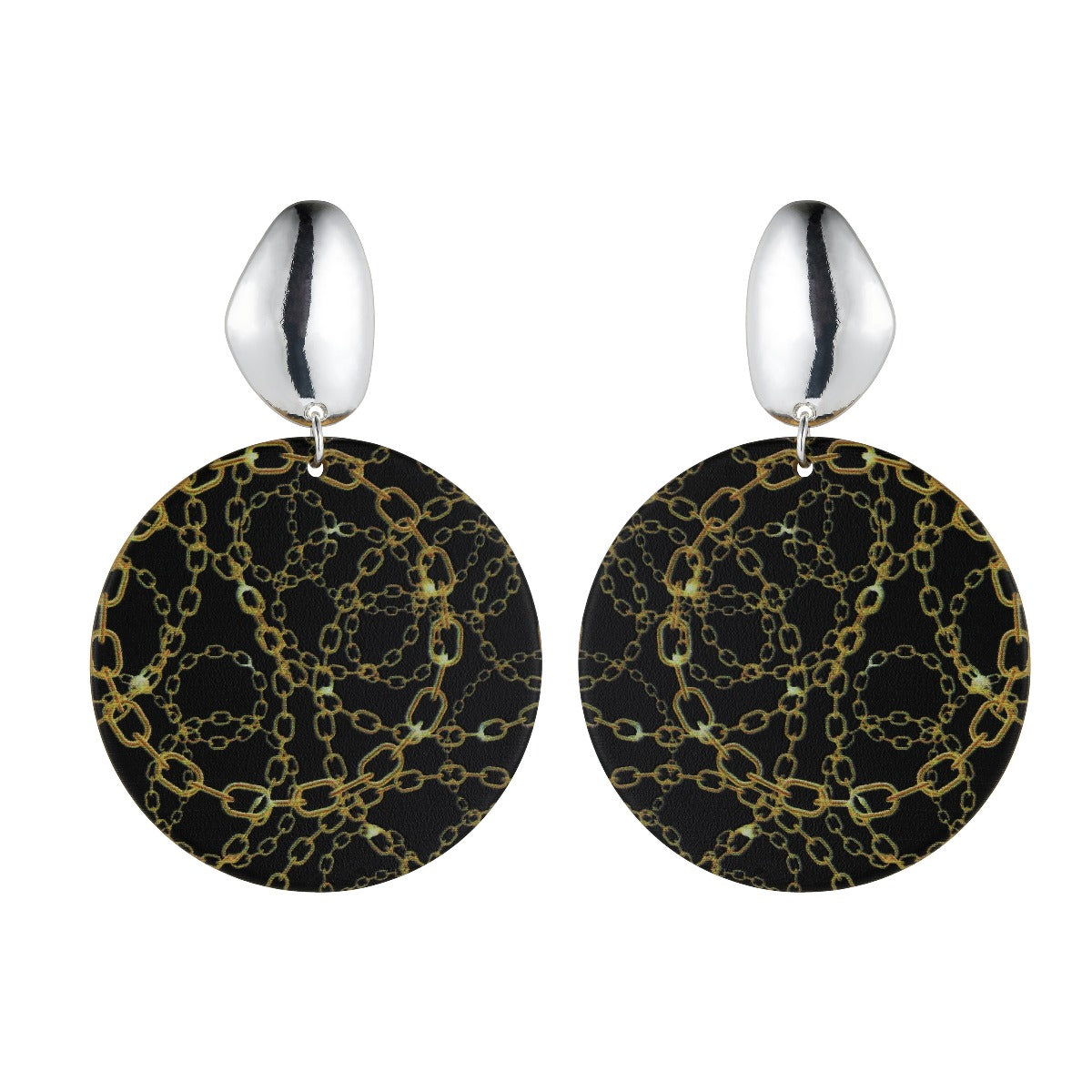 Black & Gold Chain Pattern Fashion Earrings YD20801YGD