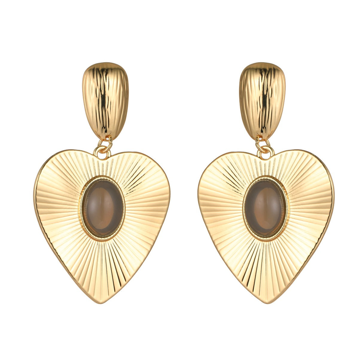 Gold Heart Earrings with Gem YD20837YGD