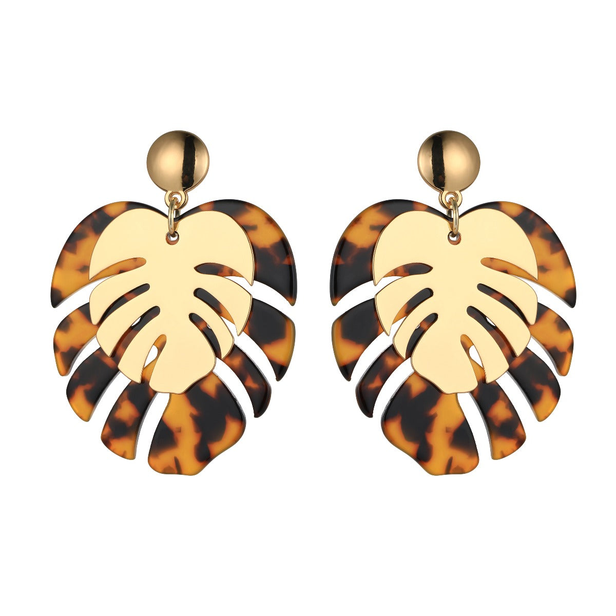 Tribal Print Leaf Design Fashion Earrings - Orange YD21848YGD