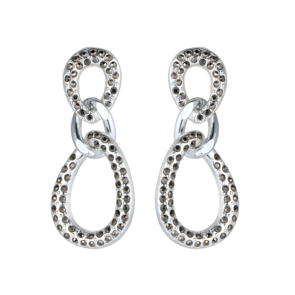 Silver Chain Link Textured Fashion Earrings YD20874SLR