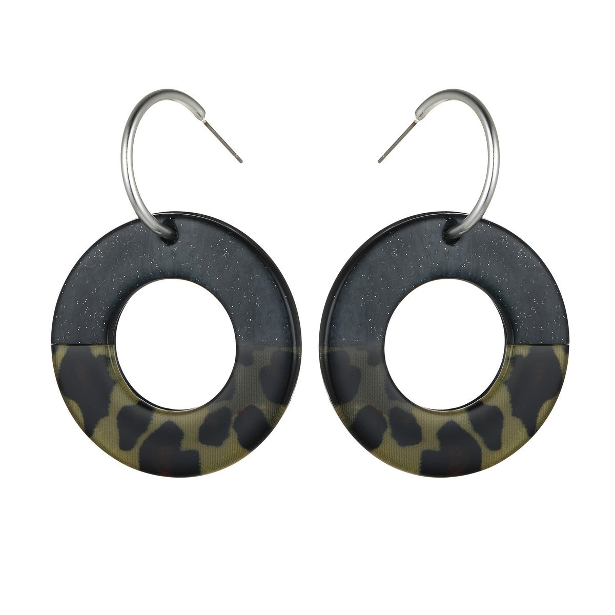 Simple Hoop Earrings with Leopard Print YD21809LPD