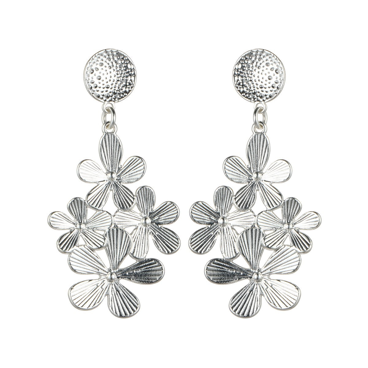 Stacked Flower Silver Earrings YD21811SLR