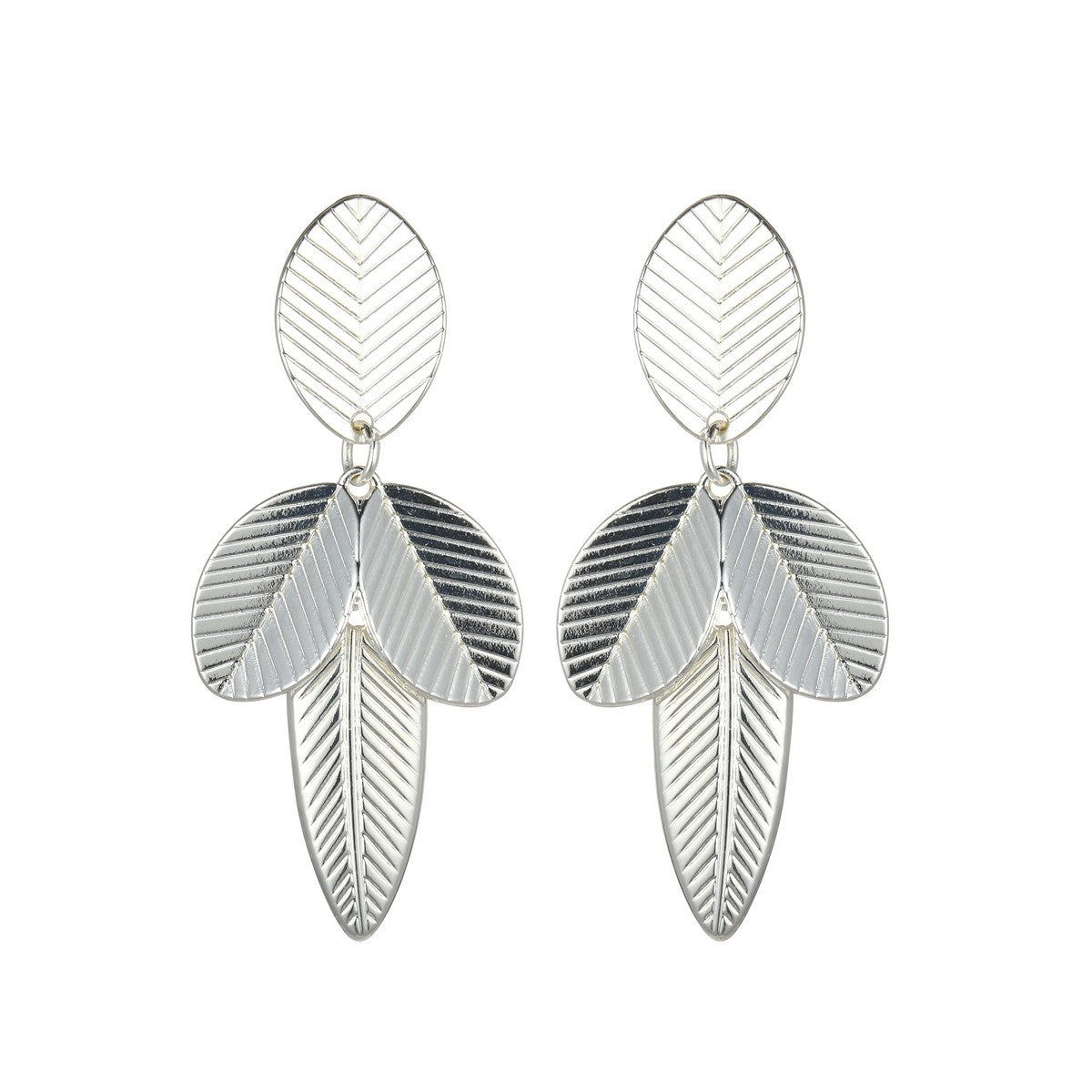 Stacked Silver Leaf Earrings YD21818SLR