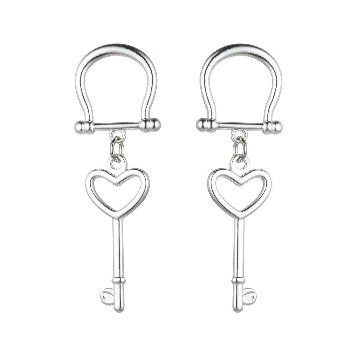 Silver Heart Key Earrings YD21819SLR