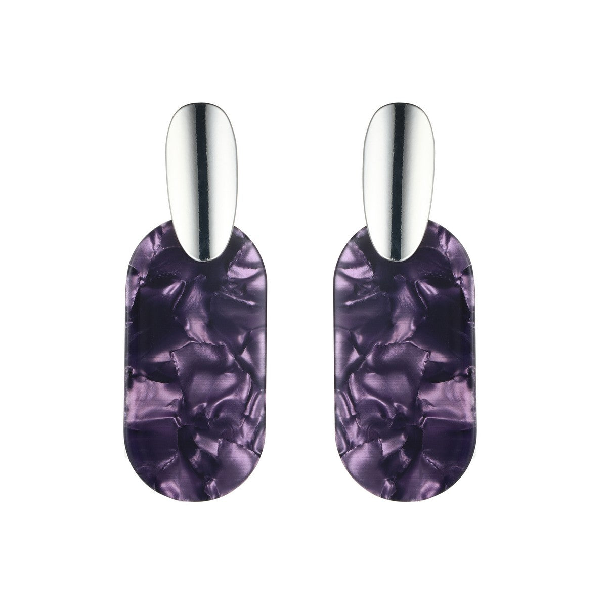 Purple Splash Patterned Earrings with Silver Accent YD21830PUR