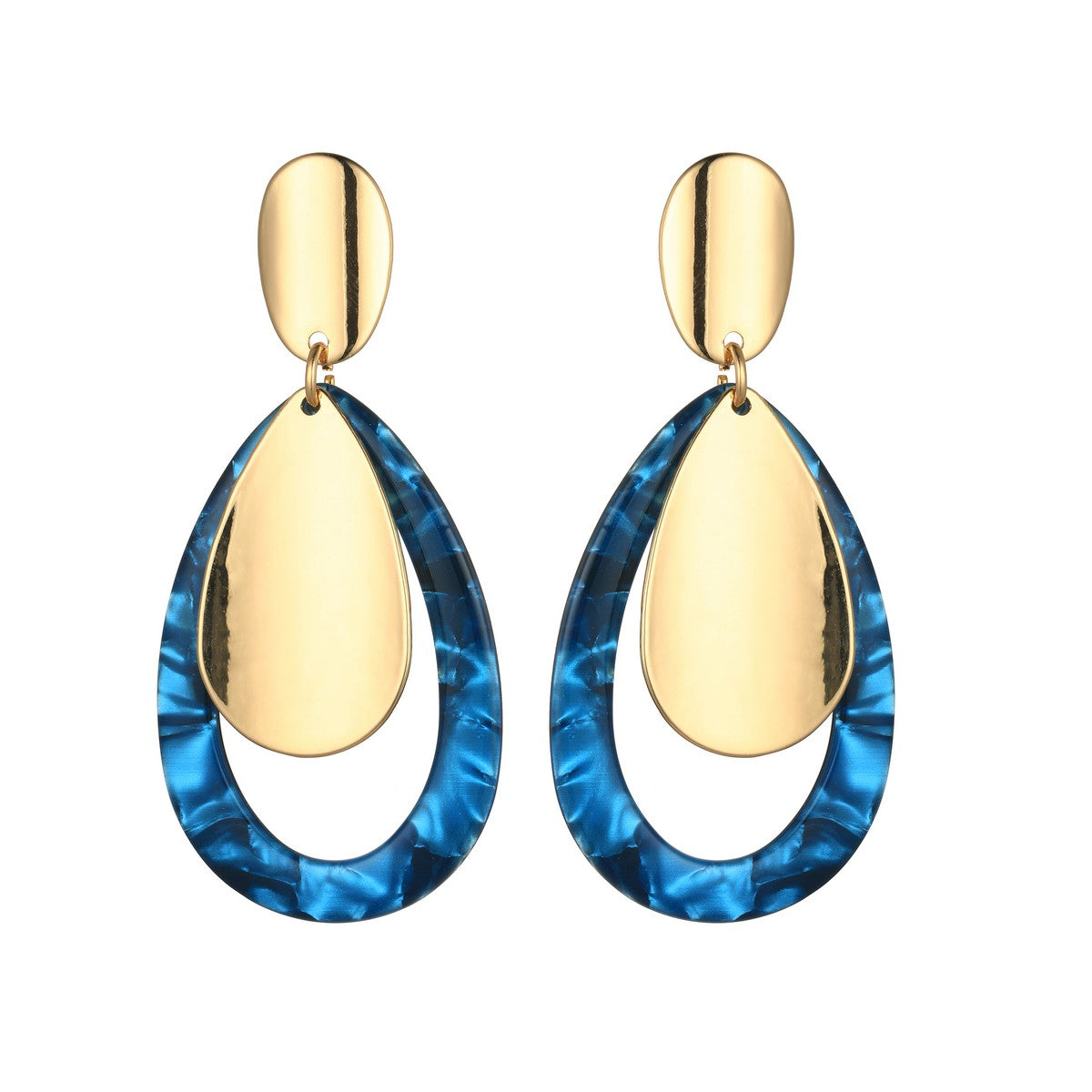 Tear Drop Dangly Earrings - Blue YD21832BLU