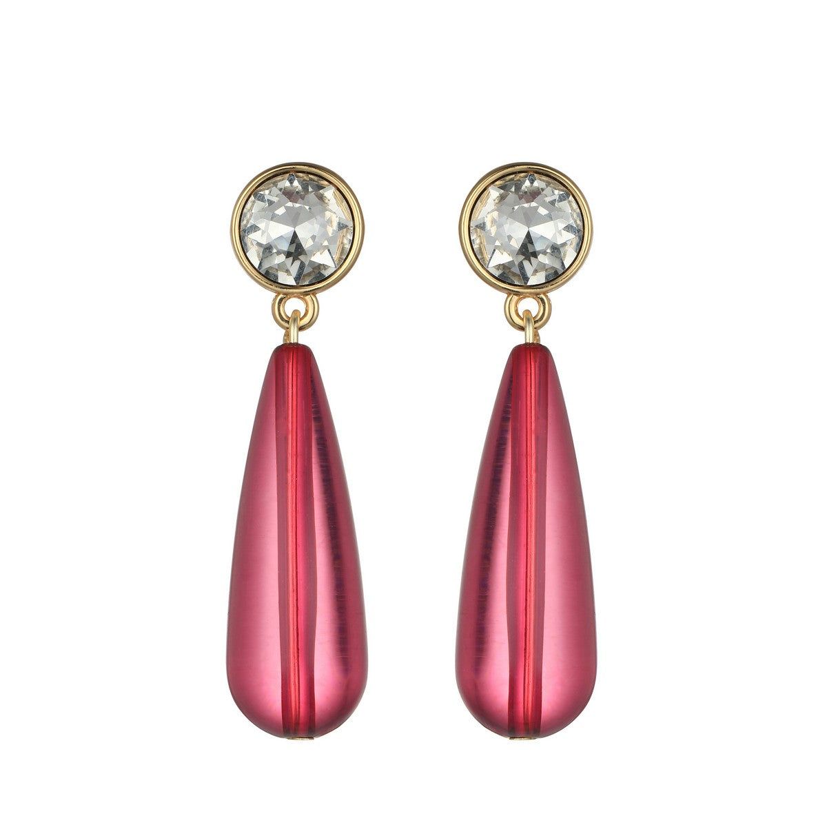 Red Tear-Drop Earrings with Gem YD21851RED