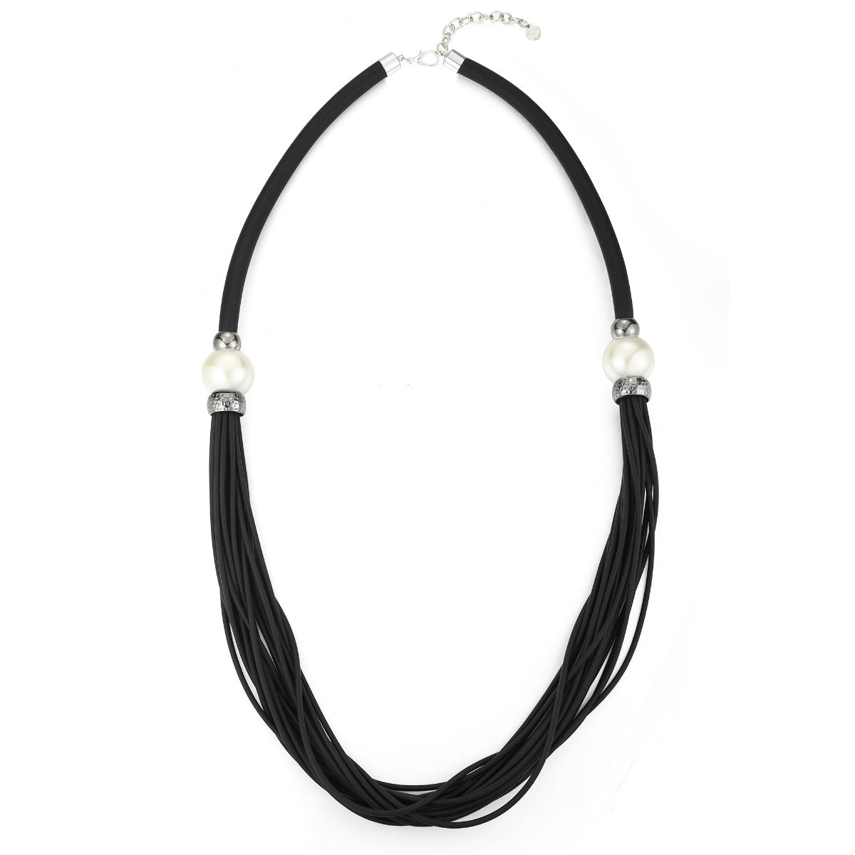 Black Chord Necklace with Pearls YD22096BLK