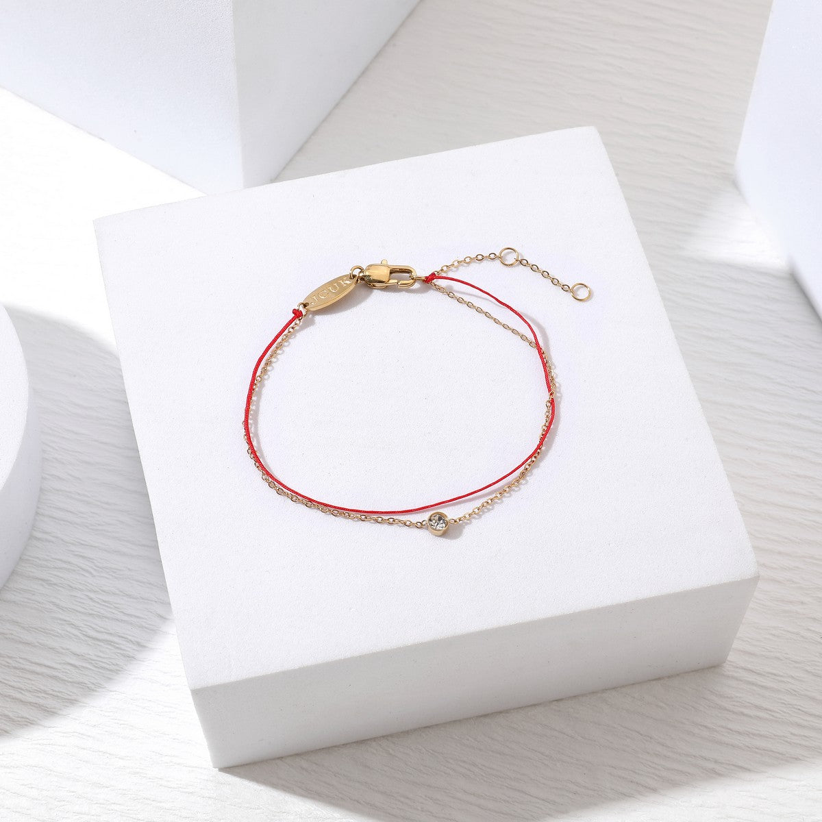 Layered String Bracelet with Round Gem - Gold YD22907YGD