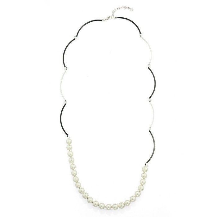 Curve Bar Necklace with Pearls - Mix-White (YD28050MIX)