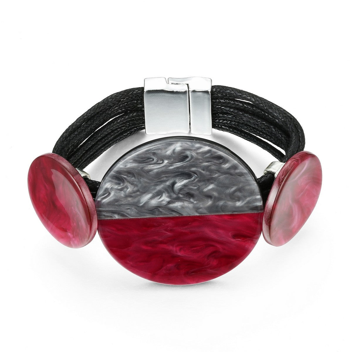 Three Disc Bracelet - Black-Burgundy (YD28B01PUR)