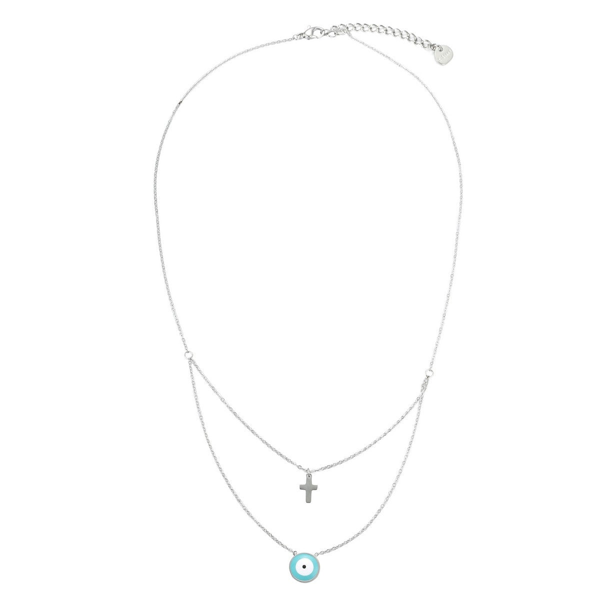 Cross Pendant Necklace - Silver-Blue (YD29062SLR)