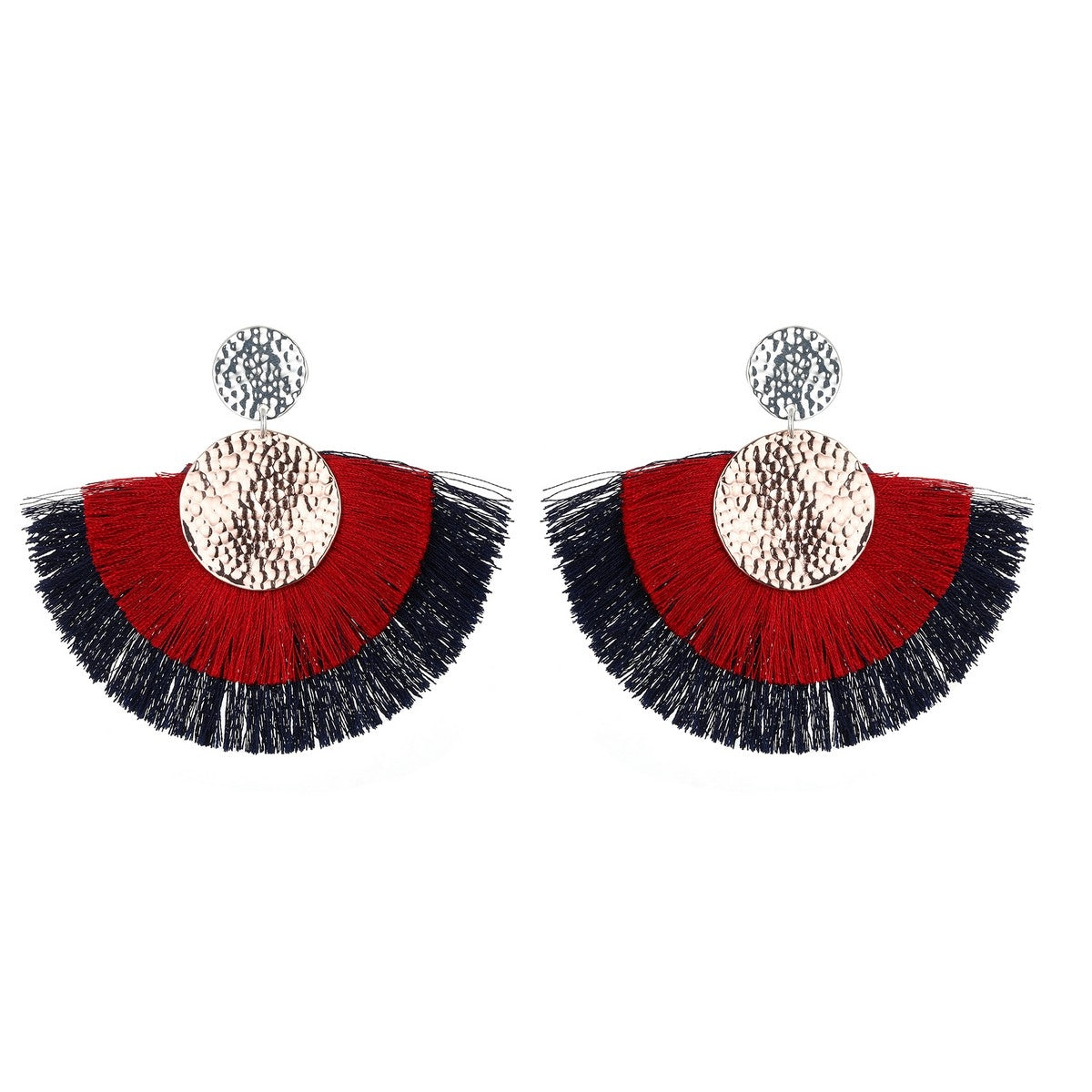 Fan Shape Tassel Earrings - Mix-Blue-Red (YD38E01MIX)