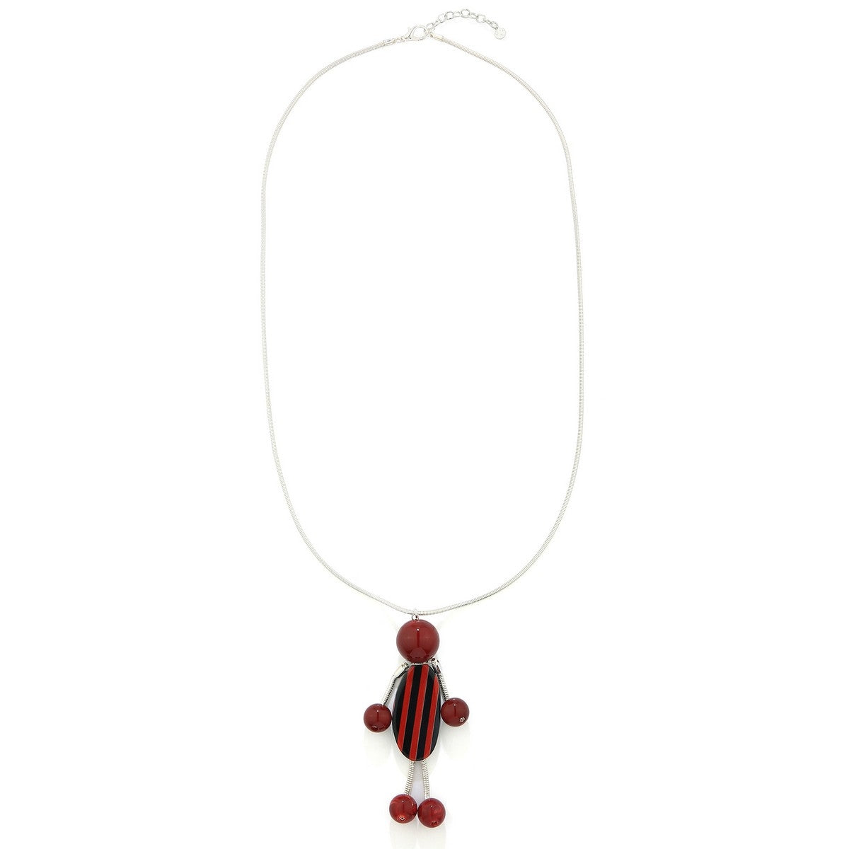 Liquorice Long Necklace - Red-Silver (YD39073RED)