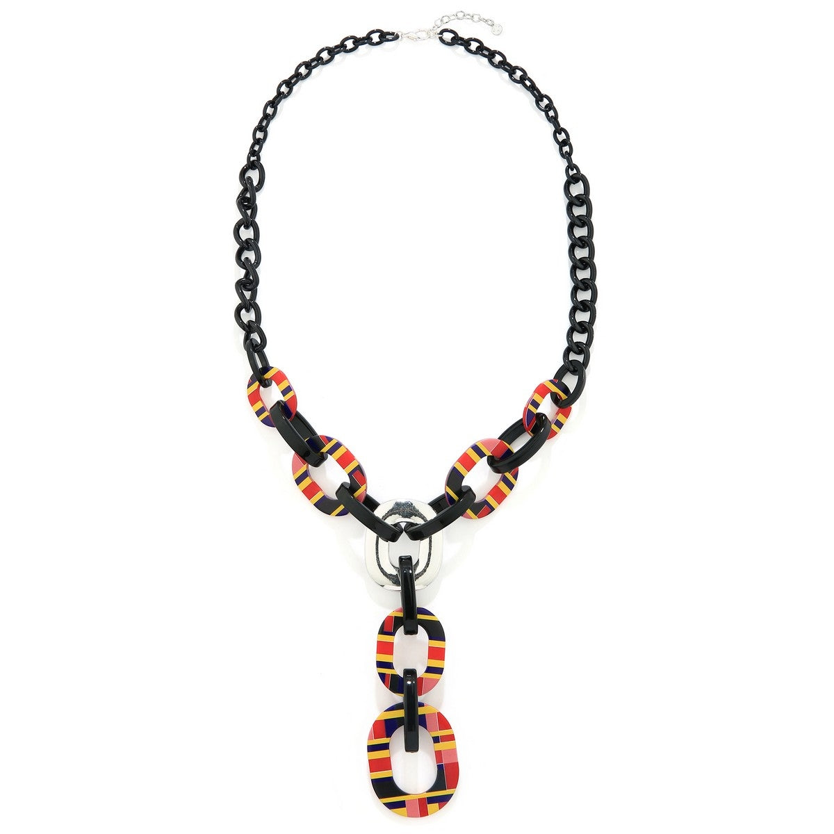 Chain Stripes 'Y' Necklace - Black-Multi (YD39078MUL)