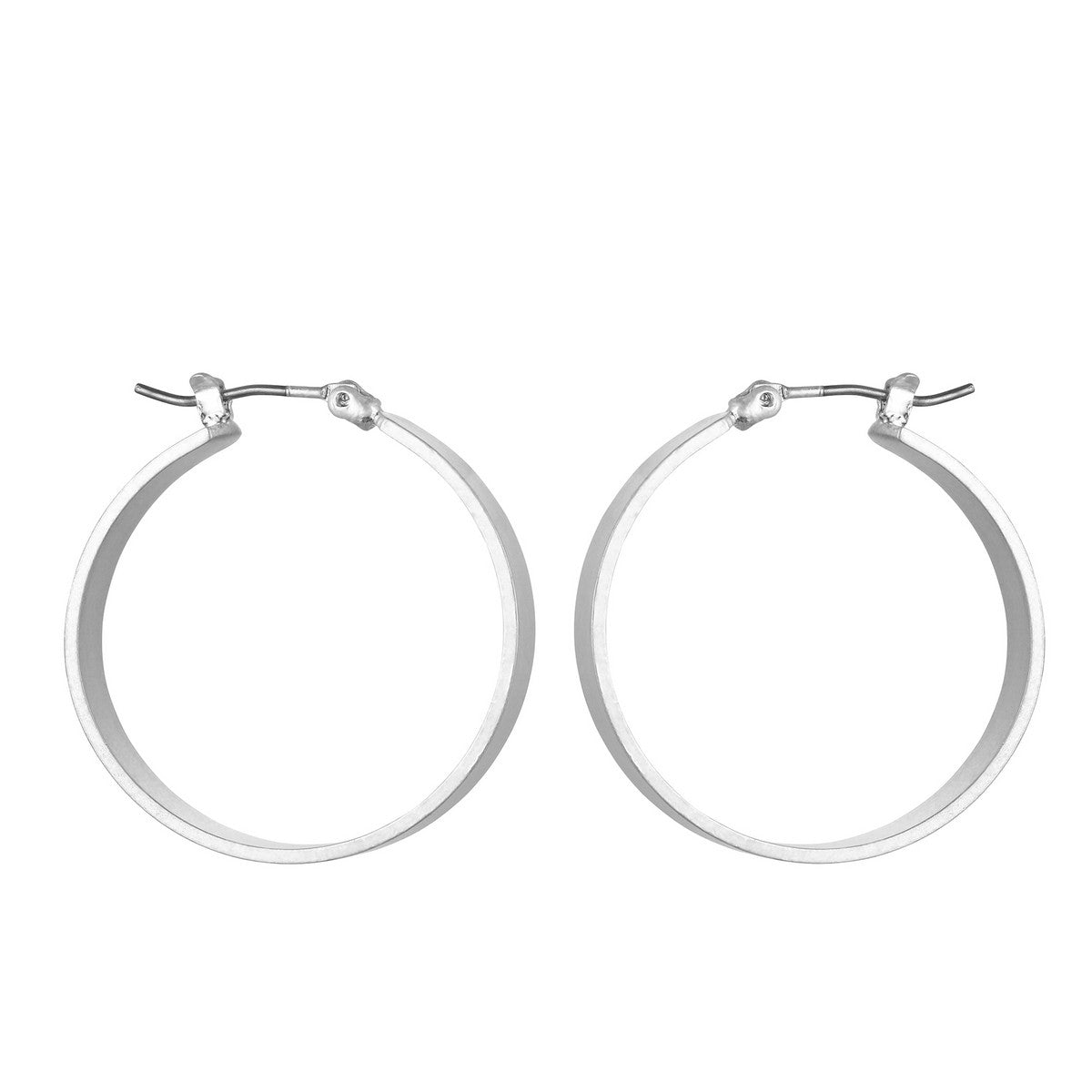 Simple Hoop Earrings - Silver (YE28016SLR)