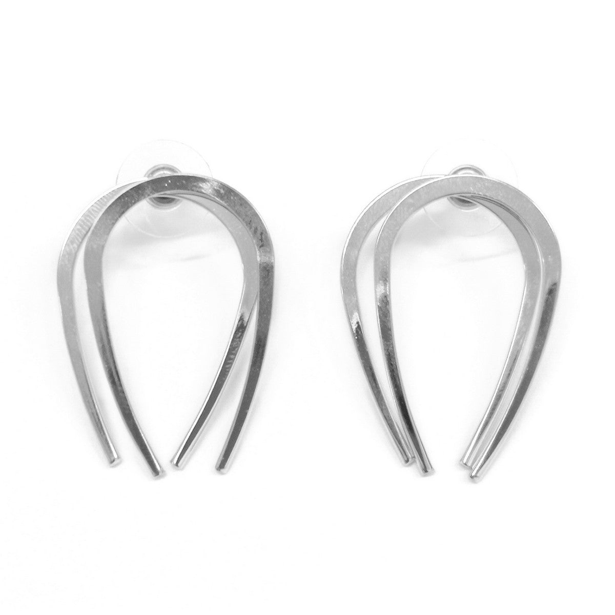 Curve Shape Earrings - Silver (YE28021SLR)