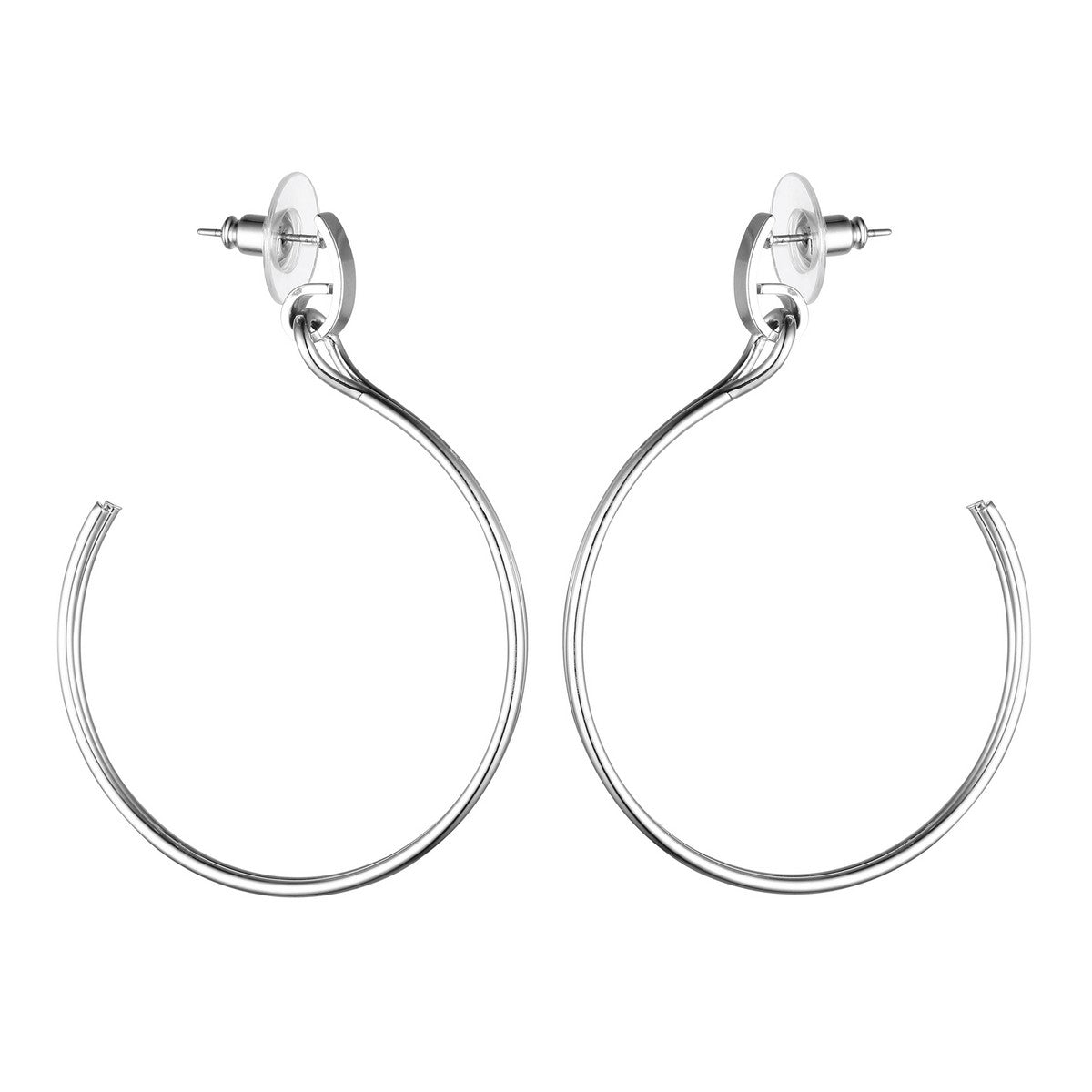 Simple Open Hoop Earrings - Silver (YE28023SLR)