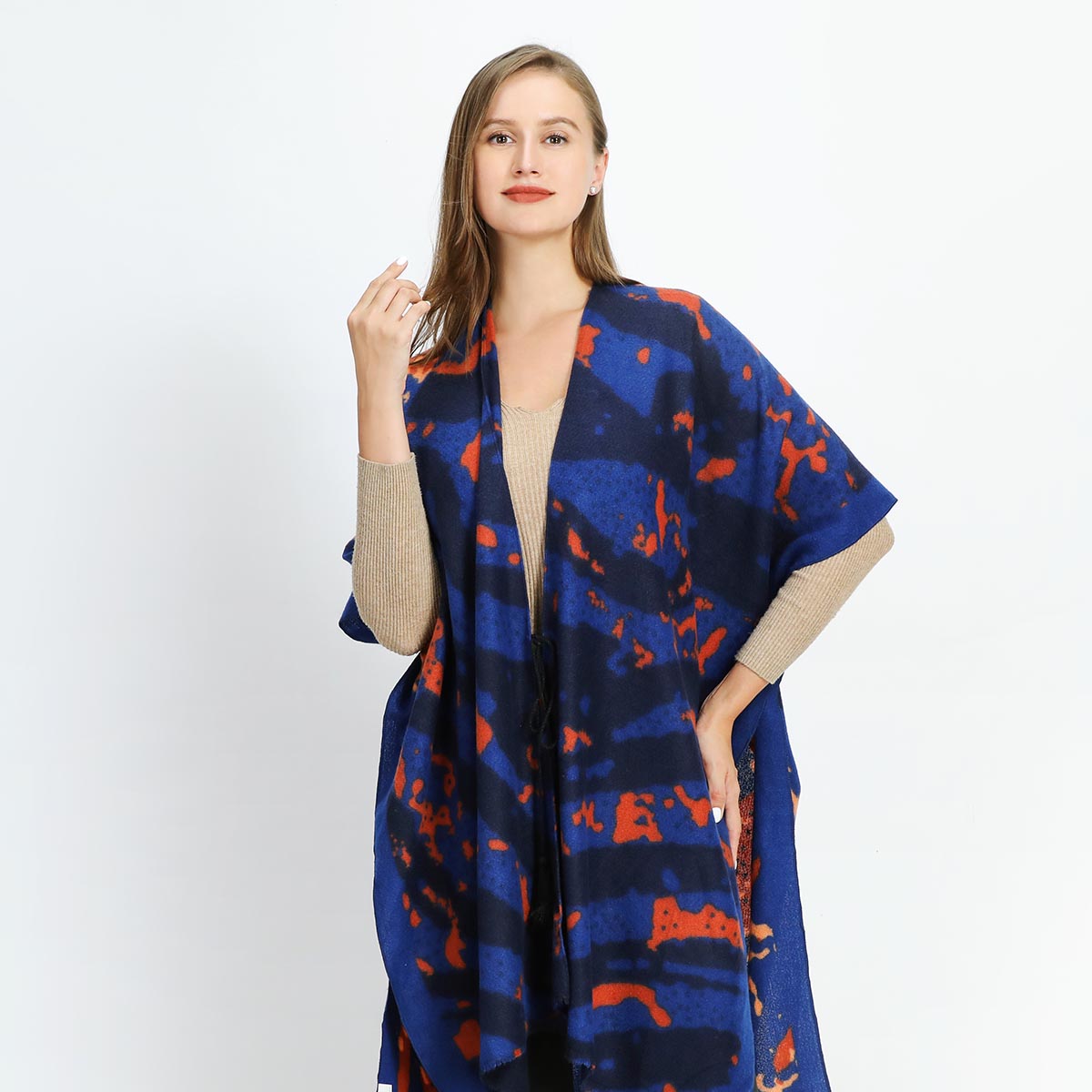 Blue Abstract Design Soft Feel Kimono YF22005BLU