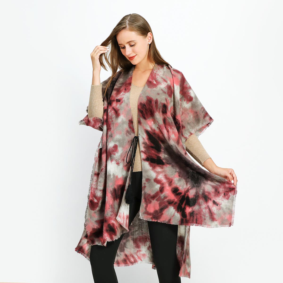 Pink Tie-dye Soft Touch Kimono YF22013PNK