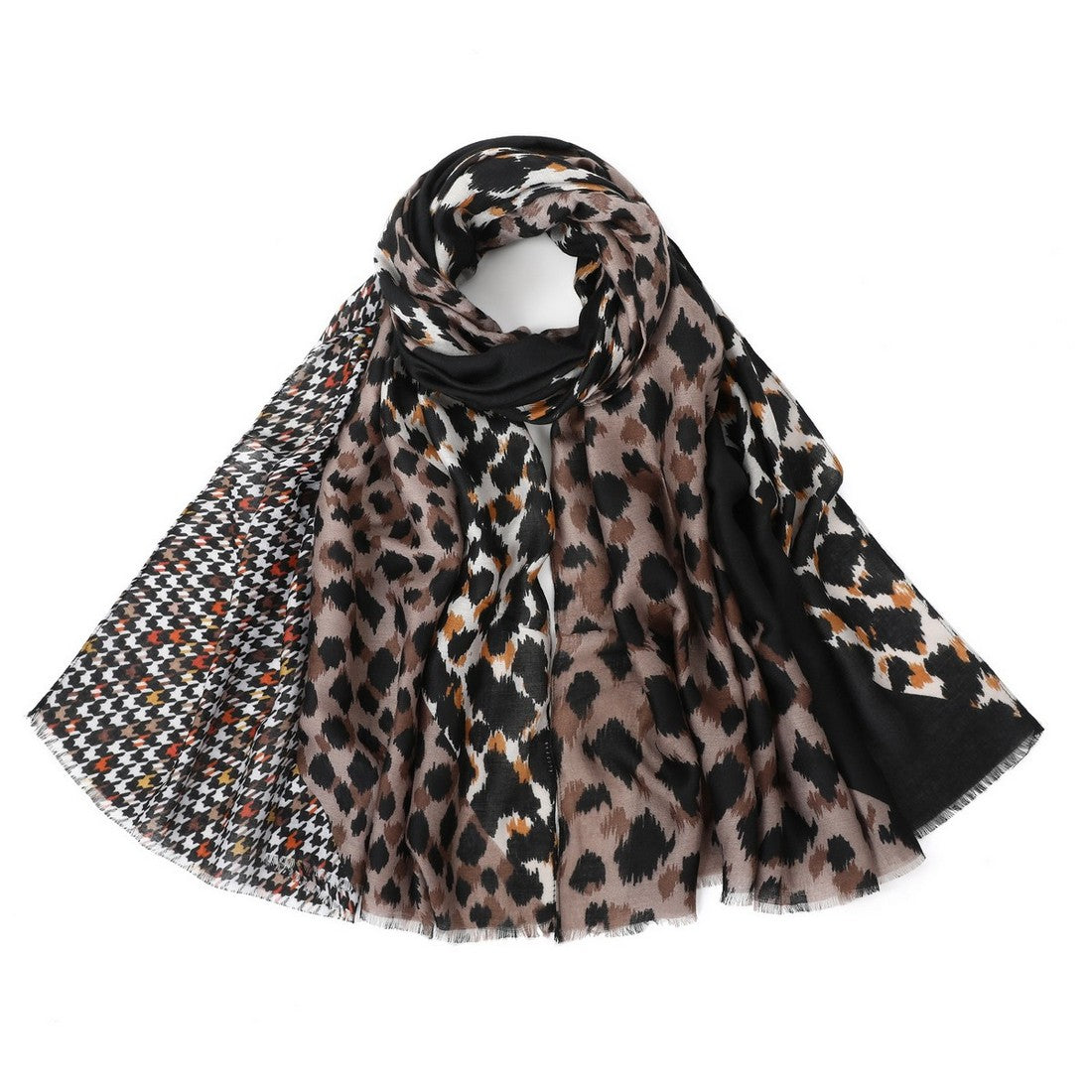 Khaki Leopard Print Pattern Scarf YF22508KHA