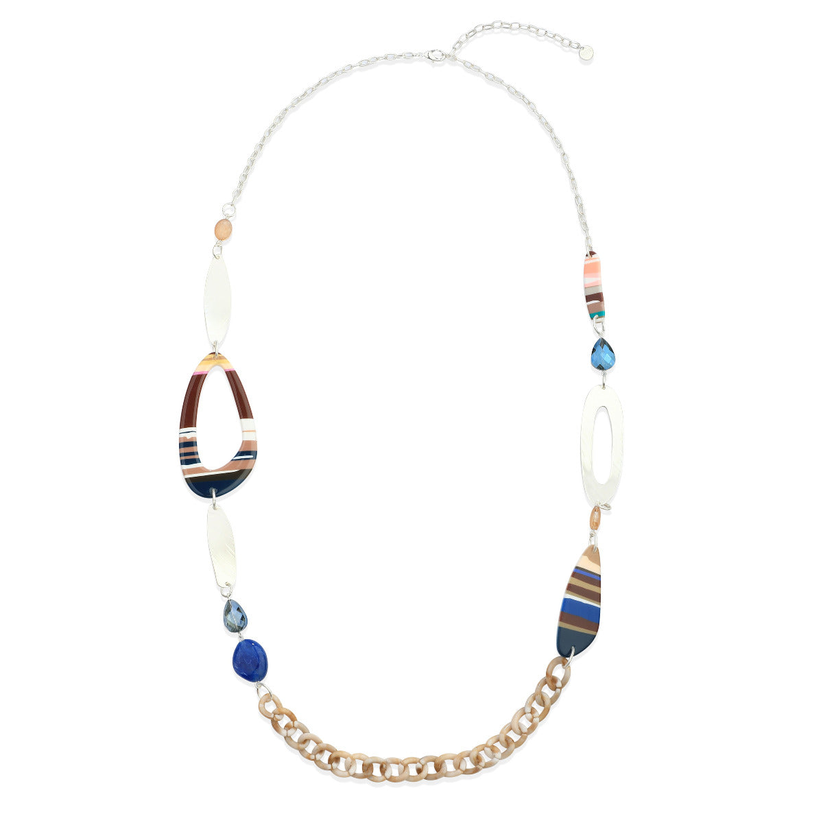 Chunky Striped Bead Statement Necklace YK21004MUL