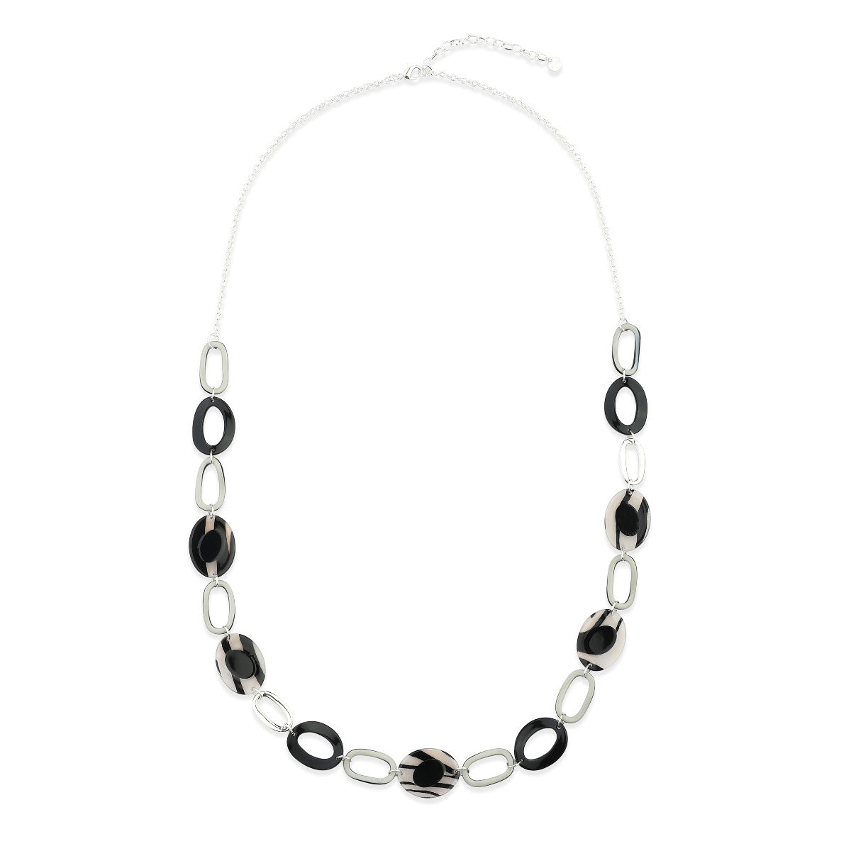 Black Monochrome Chain Link Long Necklace YK21028BKW