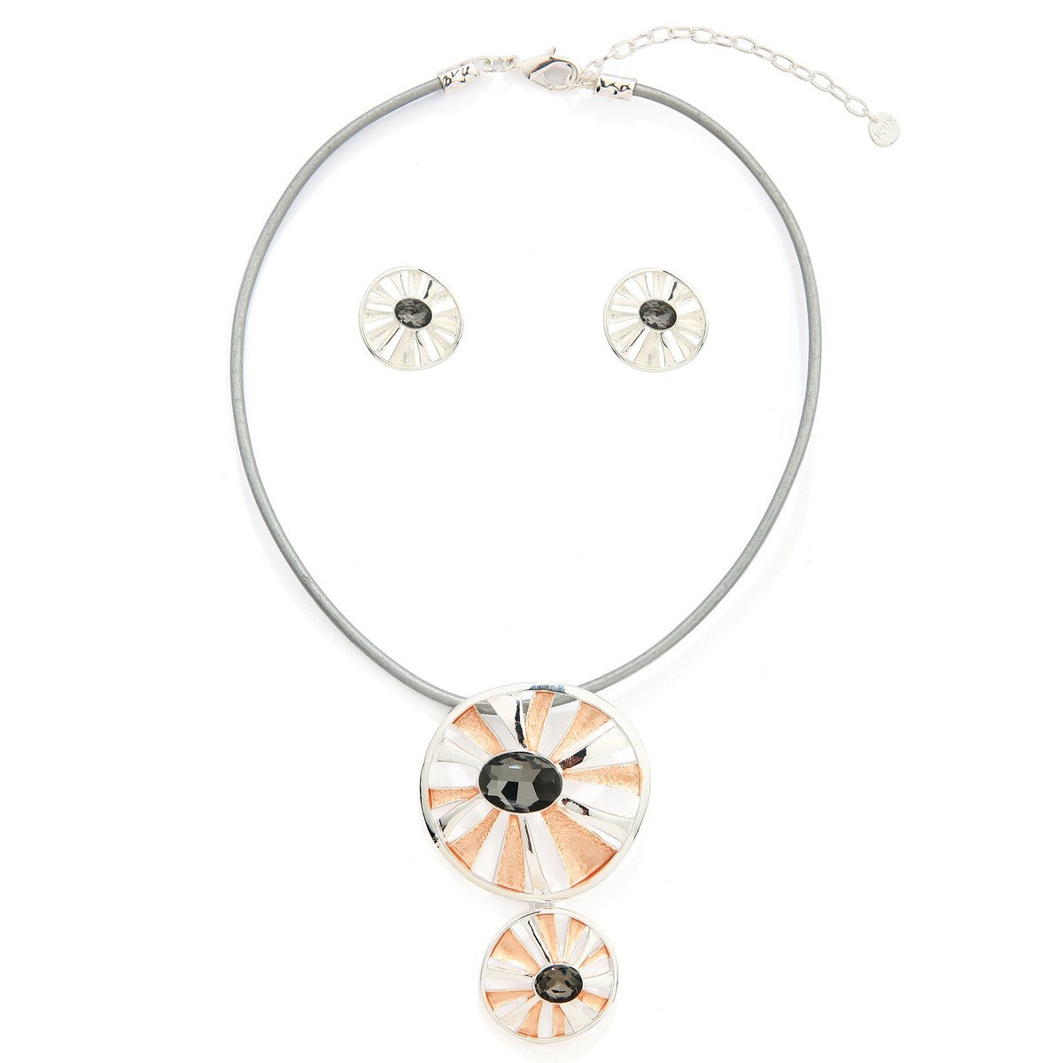 Colour Wheel Necklace Set - Grey-Peach (YK39014PCH)