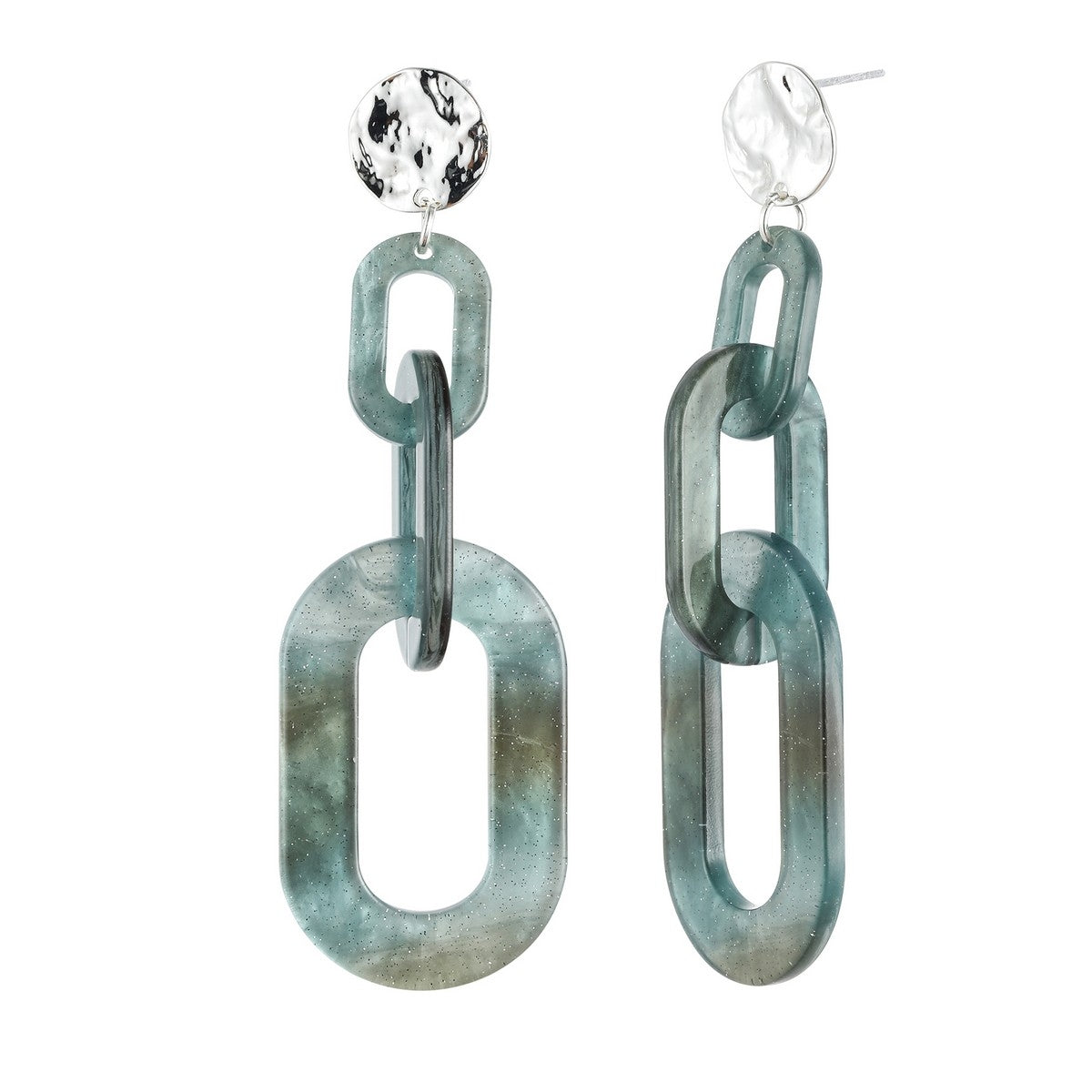 Chain Drop Earrings - Green (YK39808BLU)