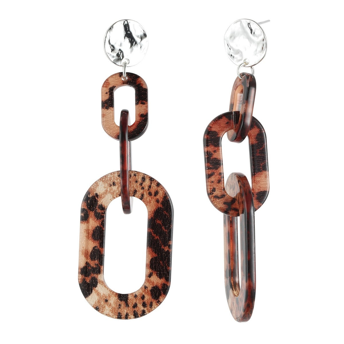 Snake Print Chain Drop Earrings - Coffee (YK39808COF)