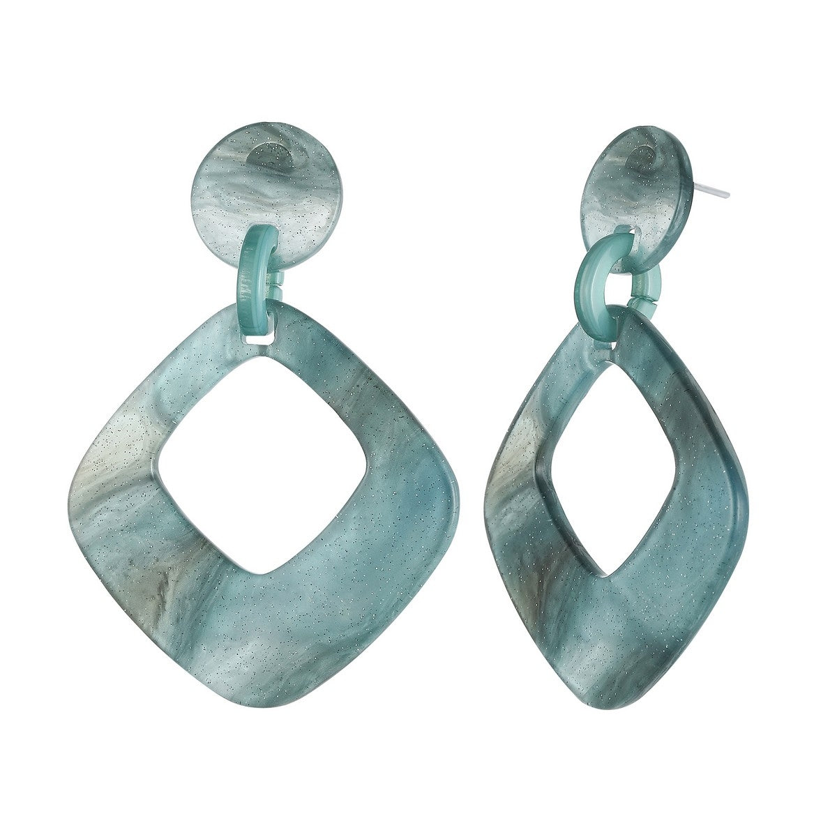 Rhombus Drop Shape Earrings - Green (YK39809BLU)