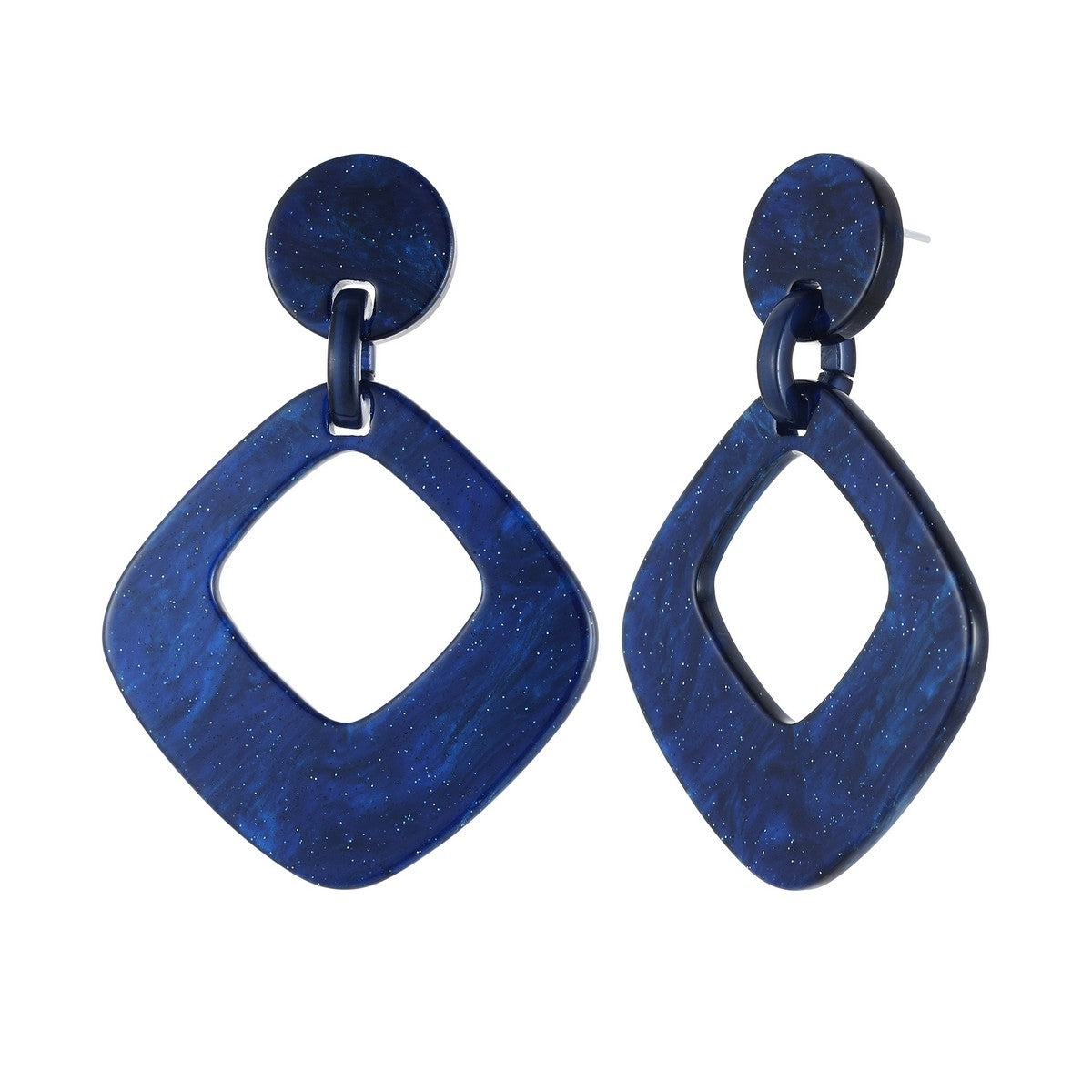 Rhombus Drop Shape Earrings - Navy (YK39809NVY)