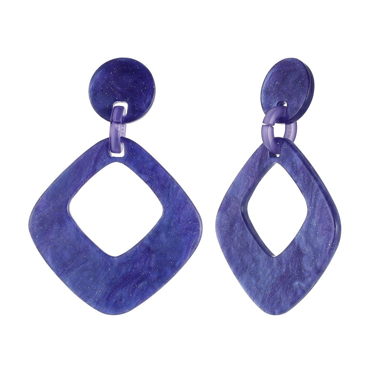 Rhombus Drop Shape Earrings - Purple (YK39809PUR)