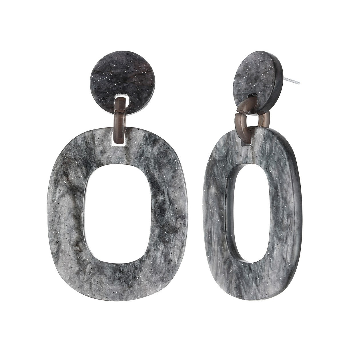 Squircle Drop Shape Earrings - Grey (YK39810GRY)