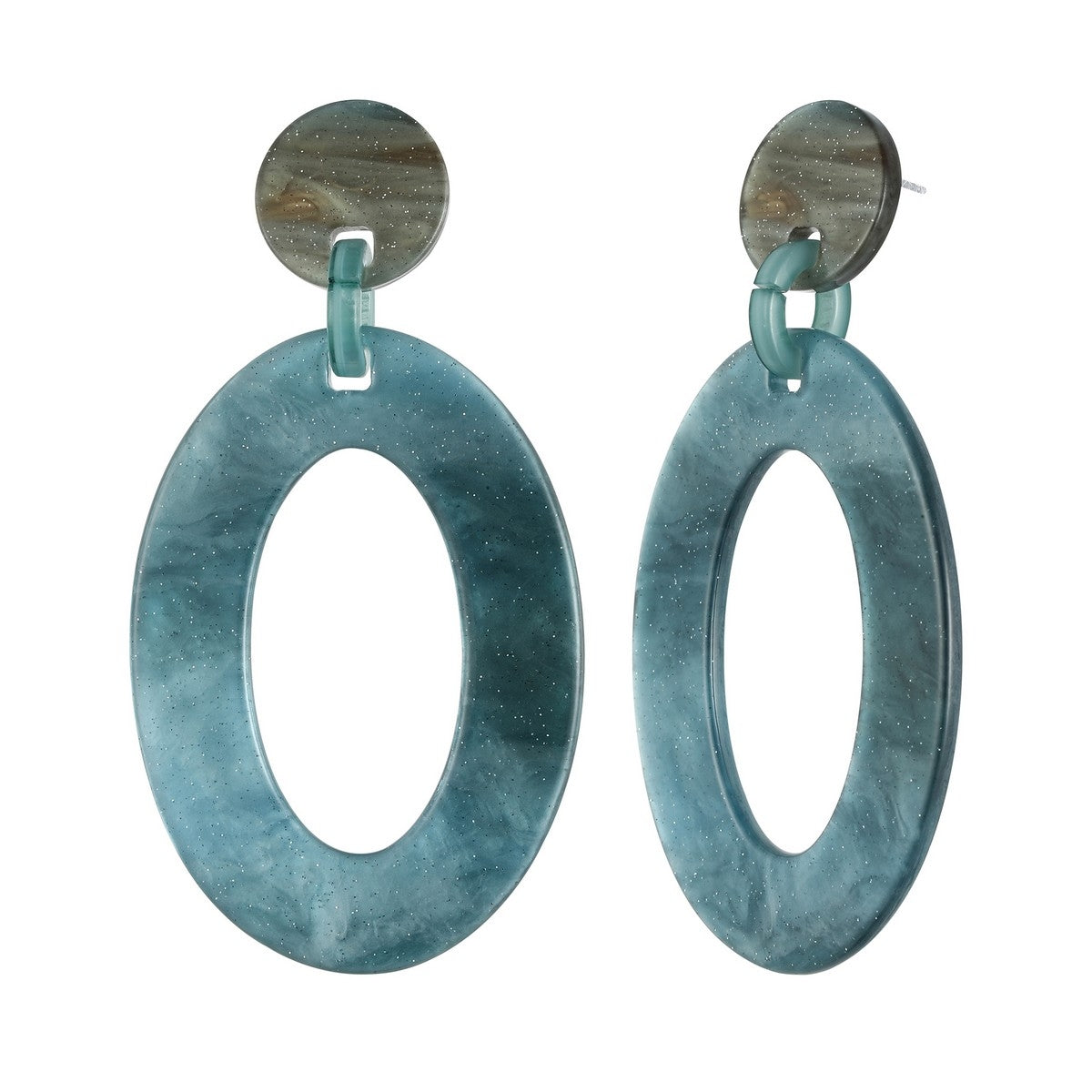 Oval Drop Shape Earrings - Green (YK39811BLU)