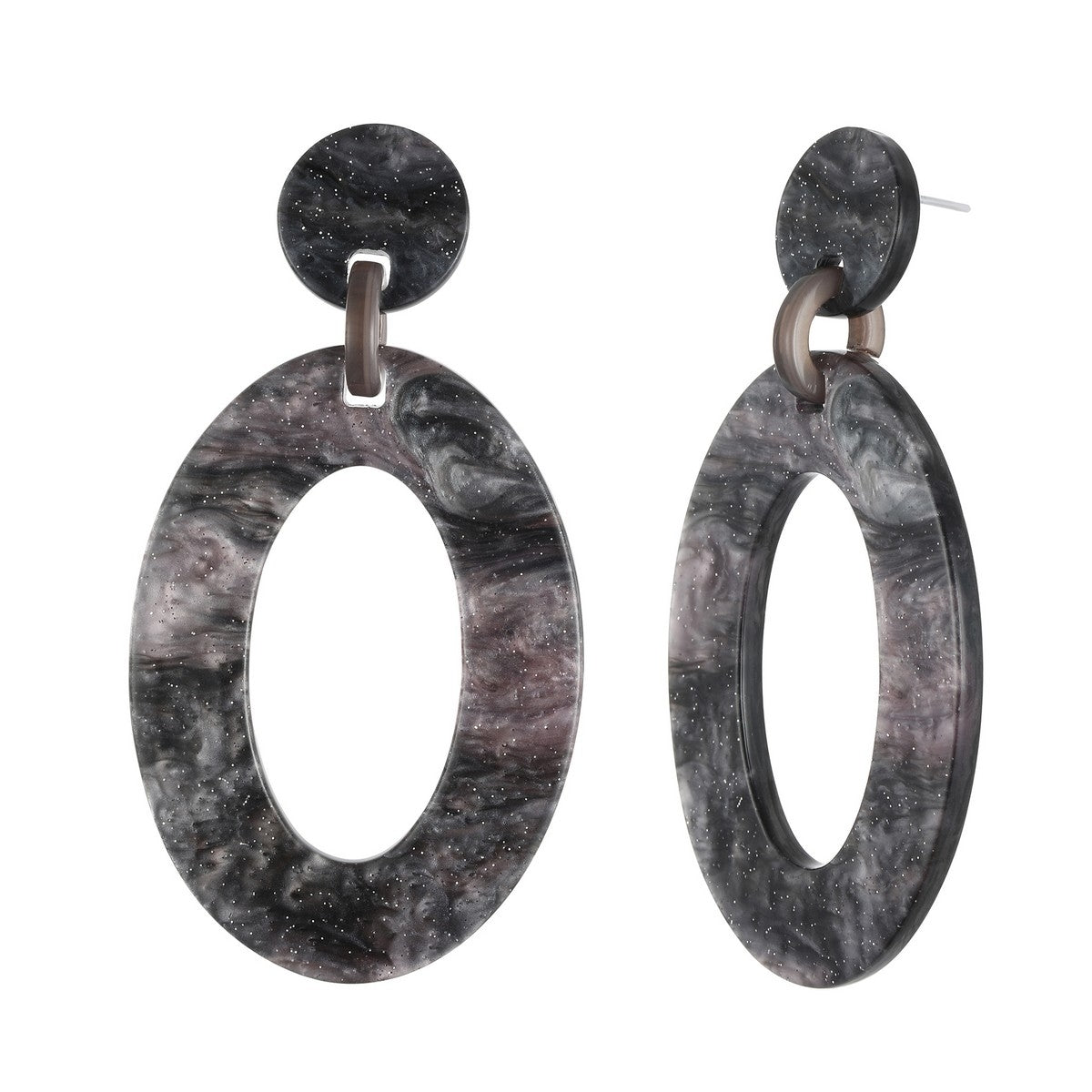 Oval Drop Shape Earrings - Grey (YK39811GRY)